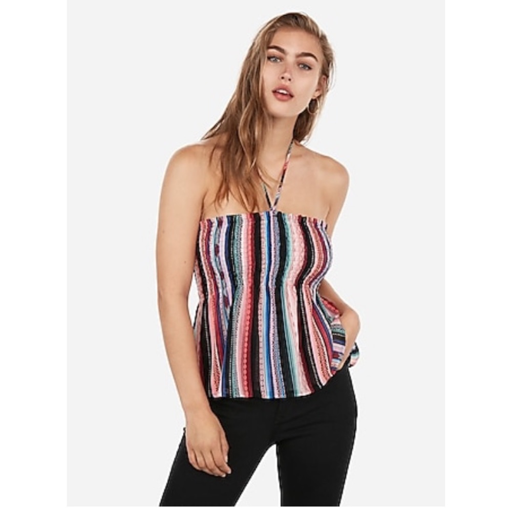 Express smocked halter top